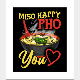 Cute & Funny Miso Happy Pho You Miso Soup Pun Posters and Art